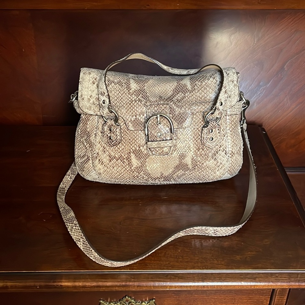 Coach leather crossbody bag in snake print